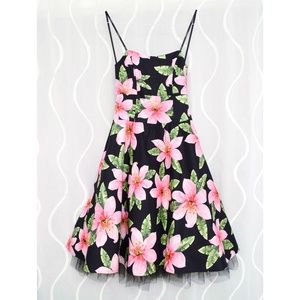 NEW BDARLIN Vintage Lily Floral Strapless Tulle Garden Party Dress | Size S